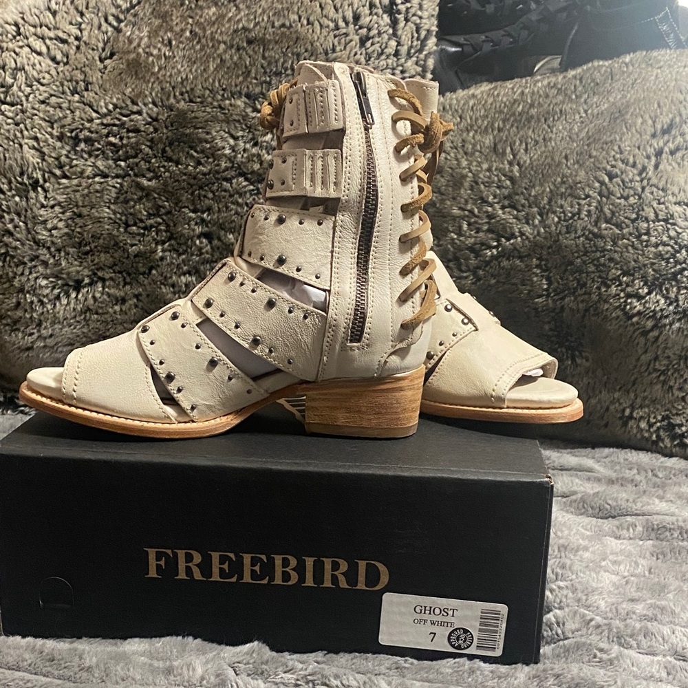 Freebird Ghost Off White Heeled Boots - Picture 2 of 4